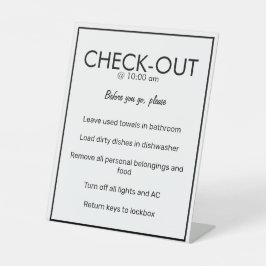 Moderne Basic White Guest Check Out Table Sign Reclamebord Met Voetstuk