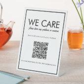 Moderne Basic White QR Code Feedback Counter Sign Reclamebord Met Voetstuk (Insitu)