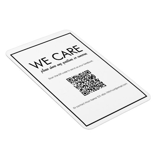 Moderne Basic White QR Code Feedback Magnet Magneet (Rechterzijde)