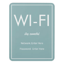 Moderne basis Blauwgroen Wi-Fi Guest Sign