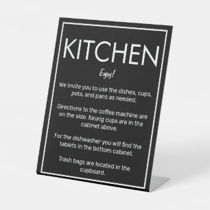 Moderne Basis Zwarte Keuken Teller Teken Reclamebord Met Voetstuk
