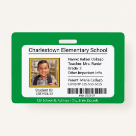 Moderne basisschool student ID Badge Groen