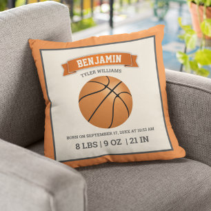Moderne Basketbal Baby Geboorte Stats Kussen