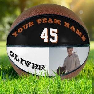 Moderne Basketbal met Teamnaam Nummer Foto