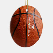 Moderne basketbal naam en spelersnummer keramisch ornament (Rechts)