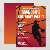 Moderne basketbal verjaardag  kaart (Voorkant / Achterkant)