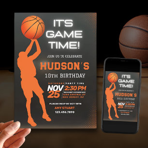 Moderne Basketbal Verjaardag Kinder Sport Party Kaart