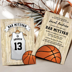 Moderne basketbalbar Mitzvah Kaart
