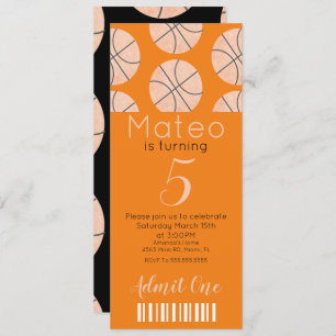 Moderne Basketball Pattern Ticket Style Party in Kaart