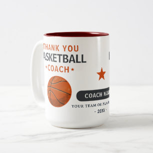 Moderne Basketbalteam Speler Coach Tweekleurige Koffiemok