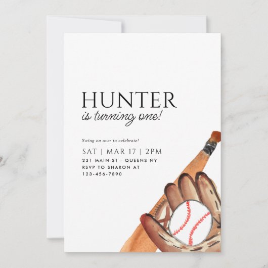Moderne Bat Handschoen Bal Sport Honkbal Verjaarda Kaart (Voorkant)