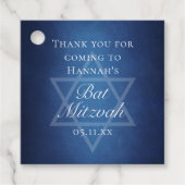 Moderne Bat Mitzvah Blauwe Ster van David Custom P Bedankjes Labels (Voorkant)