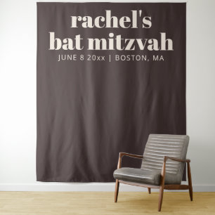Moderne Bat Mitzvah Bruine Aangepaste Foto-achterg Wandkleed