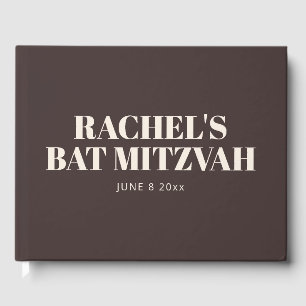 Moderne Bat Mitzvah Bruine Gepersonaliseerde Naam Gastenboek