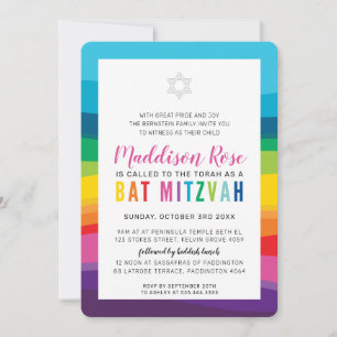 MODERNE BAT MITZVAH kleurrijke technicolor regenbo Kaart