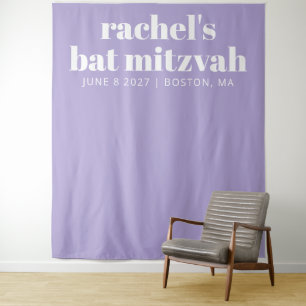 Moderne Bat Mitzvah Paarse Aangepaste Foto Achterg Wandkleed