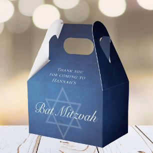 Moderne Bat Mitzvah Party Blauwe Ster van David Cu Bedankdoosjes