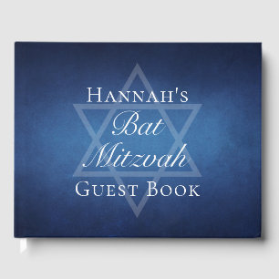 Moderne Bat Mitzvah Party Blauwe Ster van David Cu Gastenboek