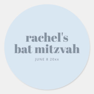 Moderne Bat Mitzvah Zachte Blauwe Persoonlijke Fav Ronde Sticker