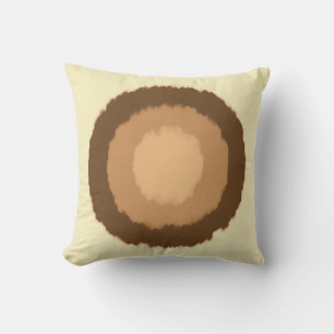 Moderne batikcirkels met stammen - bruin en beige kussen