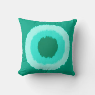 Moderne batikcirkels op stam - turkooizen en aqua kussen