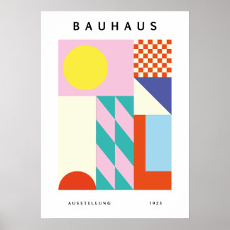 Moderne Bauhaus Wandkunst Roze Geel Poster