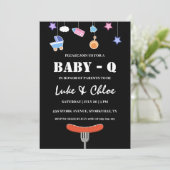 Moderne BBQ babyshower uitnodigingen (Staand voorkant)