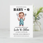 Moderne BBQ babyshower uitnodigingen (Staand voorkant)