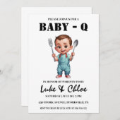 Moderne BBQ babyshower uitnodigingen (Voorkant / Achterkant)