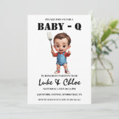 Moderne BBQ babyshower uitnodigingen (Staand voorkant)