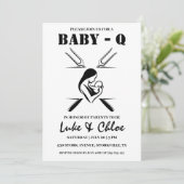 Moderne BBQ babyshower uitnodigingen (Staand voorkant)