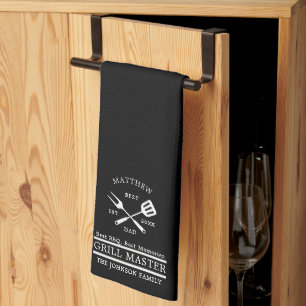 Moderne BBQ Grill Master Fathers Day Cadeaus Theedoek