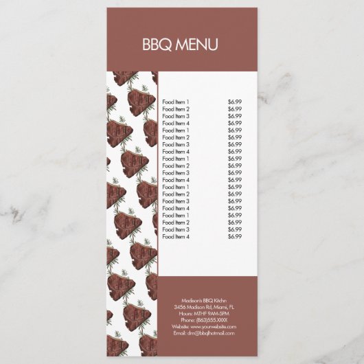 Moderne BBQ Grill Steak Restaurant Menu (Voorkant)