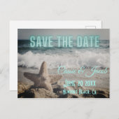 Moderne Beach Scène sparen de Datum Briefkaart (Voorkant / Achterkant)