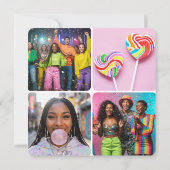 Moderne bedankkaart aangepaste foto collage feest (Achterkant)