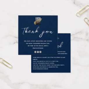 Moderne bedankkaart voor sieraden met logo vierkante visitekaartjes