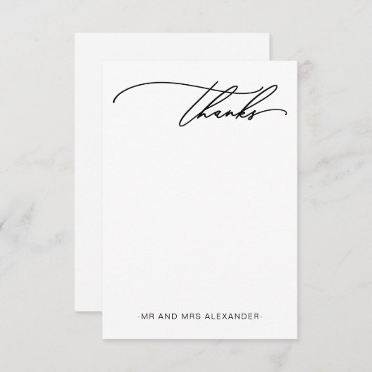 Moderne Bedankt Elegant Zwart-wit (Voorkant / Achterkant)