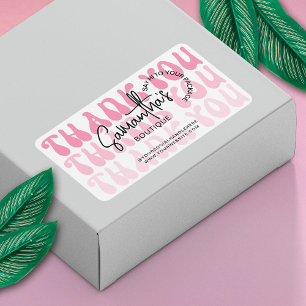 Moderne Bedankt Voor Aankoop Retro Roze Verzending Etiket