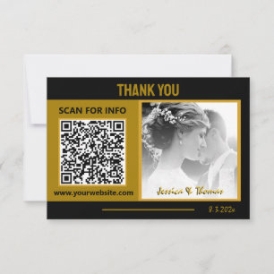 Moderne Bedankt voor bruiloft, QR-code, foto, zwar