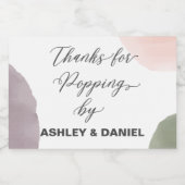 Moderne Bedankt voor Popping By Bottle Label, Sparkling Wijnetiket (Enkel label)