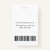 Moderne Bedrijfsfoto ID Barcode Kaart Medewerker Badge (Achterkant)