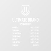 Moderne bedrijfslogo openingstijden raamsticker (Vel)