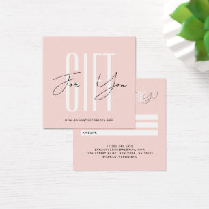 Moderne bedrijfstypografie script blush cadeaukaar vierkante visitekaartjes