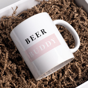 Moderne Beer Buddy Zwart & Roze Grappige Citaat Mok