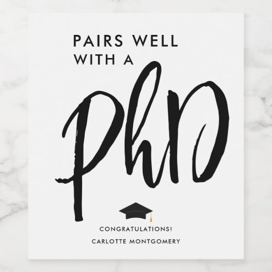 Moderne Begeleidende PhD van het Manuscript Afstud Wijn Etiket (Enkel label)