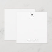 Moderne Beginletter Drukwerk Eenvoudig Zwart Notitiekaartje (Voorkant / Achterkant)