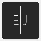 Moderne beginletters van zwarte namen vierkante sticker (Voorkant)