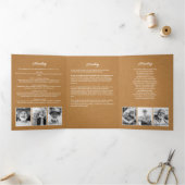 Moderne begrafenis / Memorial Faux Kraft Fotocolla Drieluik Programma (Binnen)