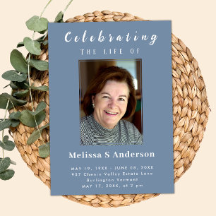 Moderne begrafenis minimale foto viering van het l kaart