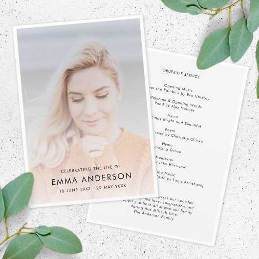Moderne begrafenis | Orde van dienst Memorial Foto Programma